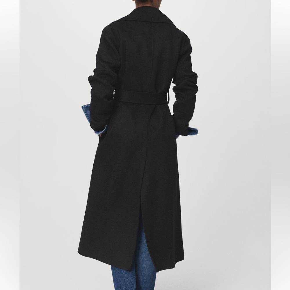 Mango Black Wrap Belted Wool-Blend Coat - Picture 6 of 6